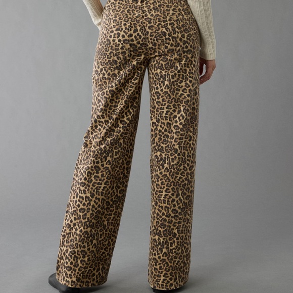 American Eagle Outfitters Leopard Print Wide-Leg Pants - Picture 2 of 7